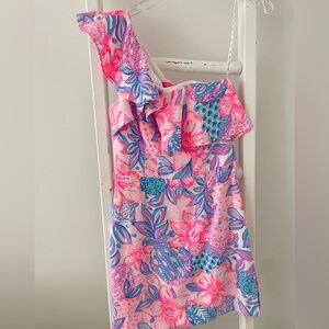 Lilly Pulitzer One Shoulder Dress - Pink and Blue Floral